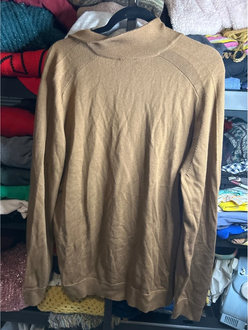 Express Men's Merino Wool Pullover Sweater XL Brown Half Zip